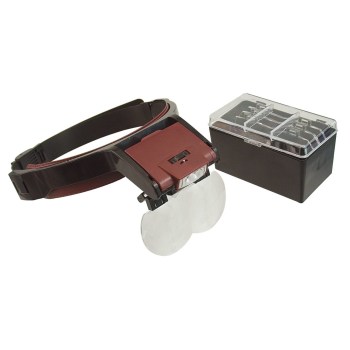 LED MagView Hands-Free Headband Magnifier Kit with 4 Double Lenses LED MagView Hands-Free Headband Magnifier Kit with 4 Double Lenses