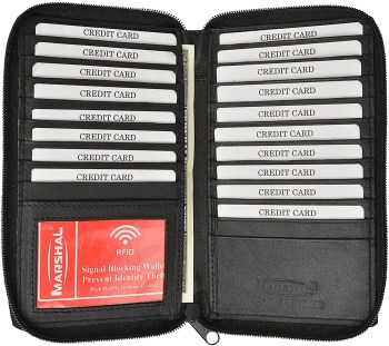 Bi-Fold Leather Credit Card Holder Wallet - Black Bi-Fold Leather Credit Card Holder Wallet - Black