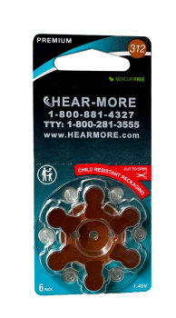 HearMore Hearing Aid Batteries- Size 312- Ctn-60