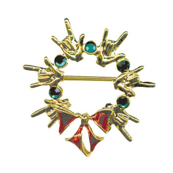 ILY Christmas Wreath Pin