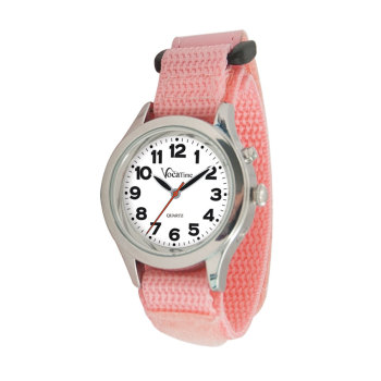 VocaTime Womens & Childrens Chrome Talking Watch Pink EZ Latch Band