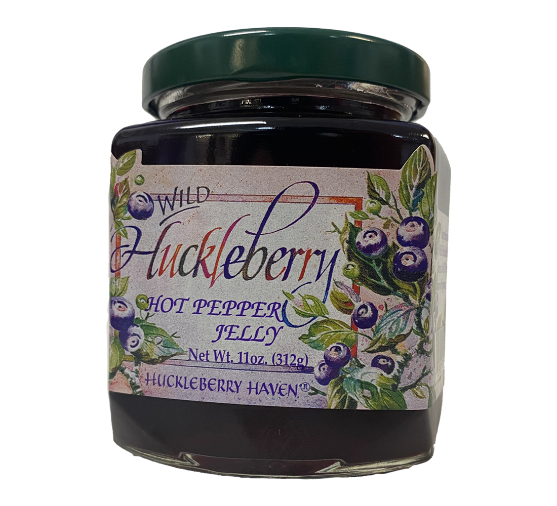 Wild Huckleberry Hot Pepper Jelly. 11oz