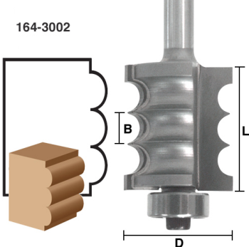 1/4" Triple Bead Router Bits 7/8" LD x 1/4" shank | EAGLE AMERICA