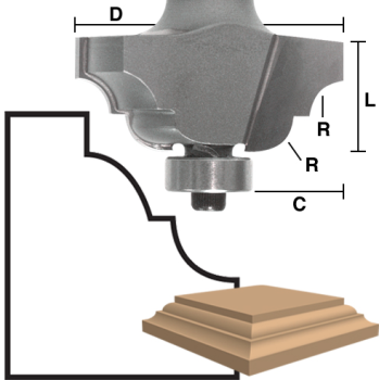 3/16" Double Roman Ogee Router Bits 1-1/2" LD x 1/4" shank | EAGLE AMERICA