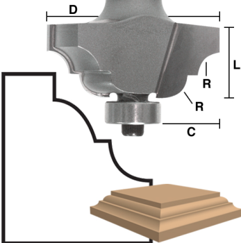 1/4" Double Roman Ogee Router Bits 1-1/2" LD x 1/4" shank | EAGLE AMERICA