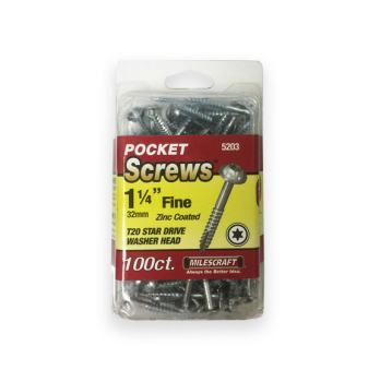 Milescraft 5203 1-1/4 inch Fine T20 Star Drive Pocket Hole Screws for 3/4 inch Hardwood - 100 ct