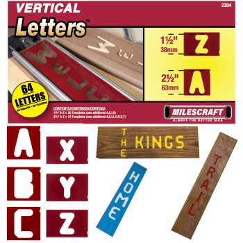 Vertical Wood Letters Templates 64 pc Set | Milescraft 2204 LetterSet