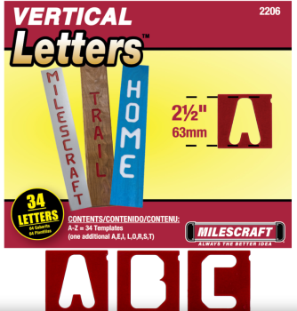 Milescraft 2206 Router Letter Templates 2-1/2 inch Vertical 34 pcs for Milescraft SignPro