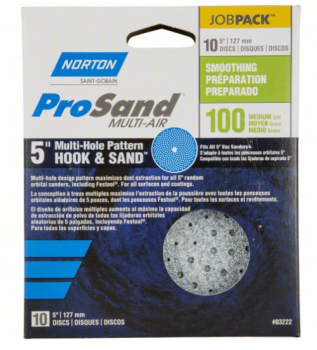 Norton ProSand Multi-Air Cyclonic 5 inch Hook and Loop Sanding Discs - Medium 100 Grit - 10 Pack