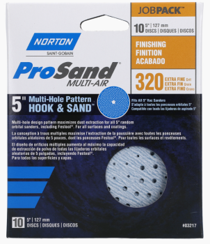 Norton ProSand Multi-Air Cyclonic 5 inch Hook and Loop Sanding Discs - Extra Fine 320 Grit - 10 Pack