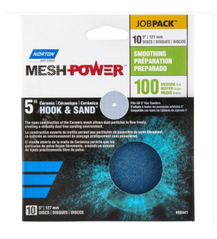 Norton MeshPower 5 inch Ceramic Hook and Loop Mesh Sanding Disc - Medium 100 Grit - 10 pack