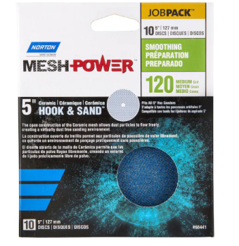 Norton MeshPower 5 inch Ceramic Hook and Loop Mesh Sanding Disc - Medium 120 Grit - 10 pack