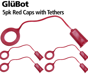 Fastcap GluBot Red Caps with Tethers - 5 Pack