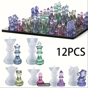 Resin Chess Piece Molds - 12 Pieces