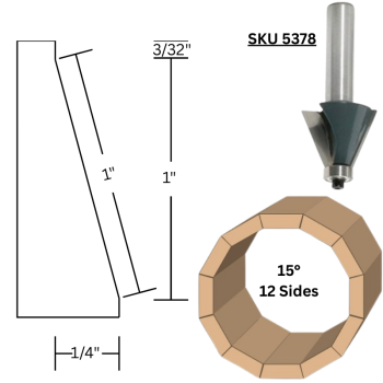 15° Chamfer Router Bits x 1/4" shank | MLCS