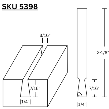 Dovetail Router Bits 1/4" LD x 8 Degree  x 1/4" shank | MLCS