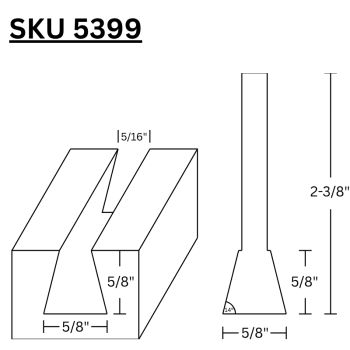 Dovetail Router Bits 5/8" LD x 14 Degree  x 1/4" shank | MLCS