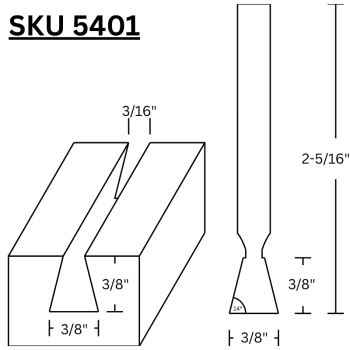 Dovetail Router Bits 3/8" LD x 14 Degree  x 1/4" shank | MLCS