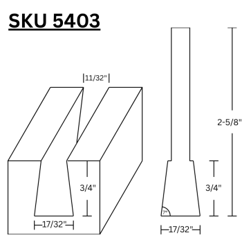 Dovetail Router Bits 17/32" LD x 7 Degree  x 1/4" shank | MLCS