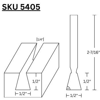 Dovetail Router Bits 1/2" LD x 14 Degree  x 1/4" shank | MLCS