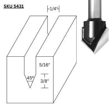 45° V-Groove Router Bits 1/4" LD x 1/4" shank | MLCS