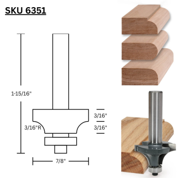 3/16" Roundover Router Bits x 1/4" shank | MLCS