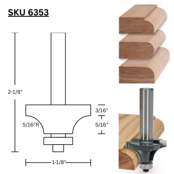 5/16" Roundover Router Bits  x 1/4" shank | MLCS