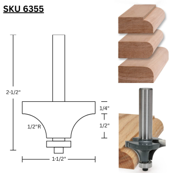 1/2" Roundover Router Bits x 1/4" shank | MLCS