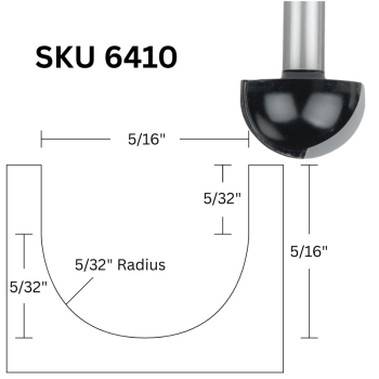 5/16" Core Box Router Bits 5/16" CL x 1/4" shank | MLCS