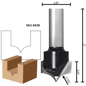 1/16" Point Cutting Round Over Router Bits 1/4" CL  x 1/4" shank | MLCS