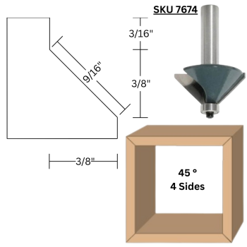 45° Chamfer Router Bits 9/16" CH x 1/2" shank | MLCS