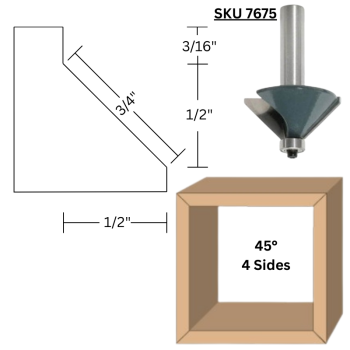 45° Chamfer Router Bits 11/16" CH x 1/2" shank | MLCS