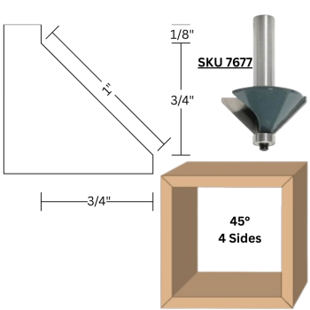 45° Chamfer Router Bits 7/8" CH x 1/2" shank | MLCS