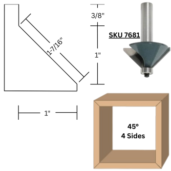 45° Chamfer Router Bits 1-3/8" CH x 1/2" shank | MLCS