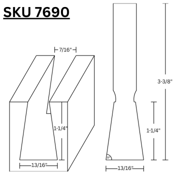 Dovetail Router Bits 13/16" LD x 8 Degree  x 1/2" shank | MLCS