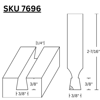 Dovetail Router Bits 3/8" LD x 9 Degree  x 1/2" shank | MLCS