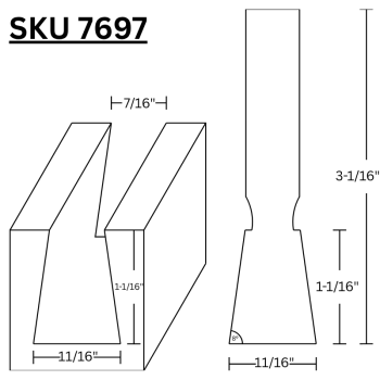 Dovetail Router Bits 11/16" LD x 8 Degree  x 1/2" shank | MLCS