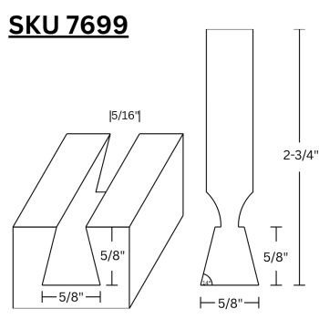 Dovetail Router Bits 5/8" LD x 14 Degree  x 1/2" shank | MLCS