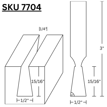 Dovetail Router Bits 1/2" LD x 8 Degree  x 1/2" shank | MLCS
