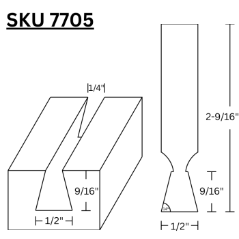 Dovetail Router Bits 1/2" LD x 14 Degree  x 1/2" shank | MLCS