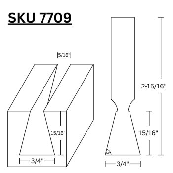 Dovetail Router Bits 3/4" LD x 14 Degree  x 1/2" shank | MLCS