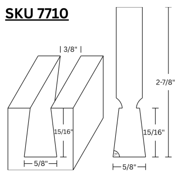 Dovetail Router Bits 5/8" LD x 7 Degree  x 1/2" shank | MLCS