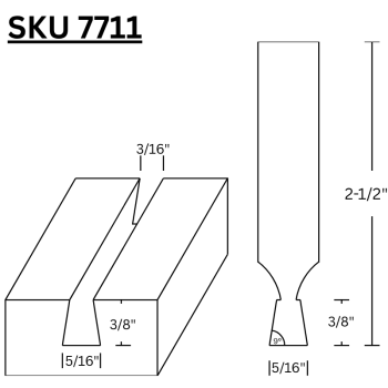 Dovetail Router Bits 5/16" LD x 9 Degree  x 1/2" shank | MLCS