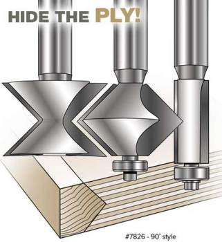 Edge Banding Router Bits Set - 90° V-Groove with Flush Trim Bit | MLCS