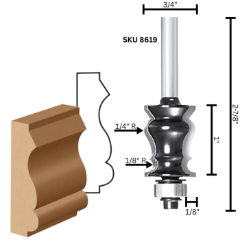 Picture Frame Router Bits 3/4" LD x 1" CL x 1/2" shank | MLCS