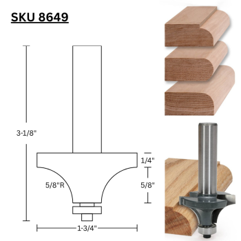 5/8" Roundover Router Bits x 1/2" shank | MLCS