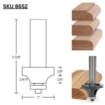 1/4" Roundover Router Bits x 1/2" shank | MLCS