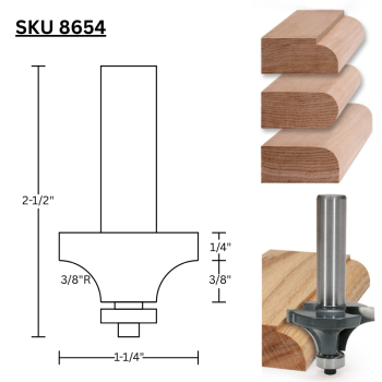 3/8" Roundover Router Bits x 1/2" shank | MLCS