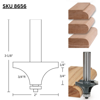 3/4" Roundover Router Bits x 1/2" shank | MLCS