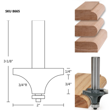 Quarter Round Router Bits 3/4" R x 1/2" shank | MLCS
